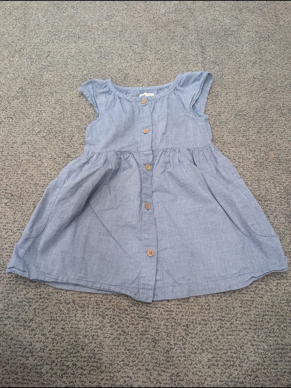 Girls' Chambray Button-Front Dress - Light Blue